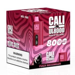 E-cig Disposable-Cali UL8000 - 18ml/stick, 8000puffs, Peach Watermelon (6pc/box)