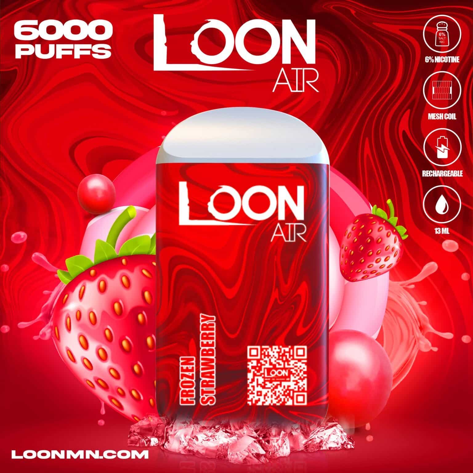 Disposable Vapes - Loon Air Frozen Strawberry - Disposable Vapes & E  Australia Loon Air Plus