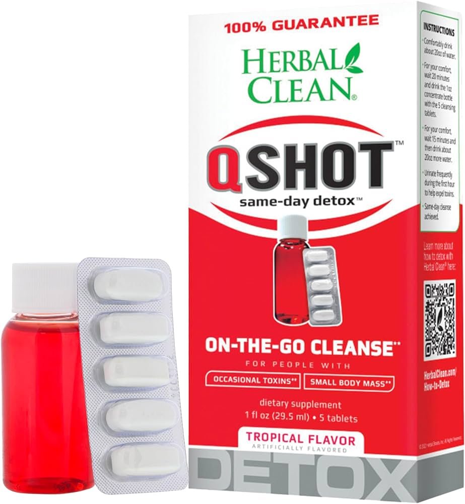 DetoxHerbal Clean QShot, 1oz Cleanser w/Tablets, Tropical Sema