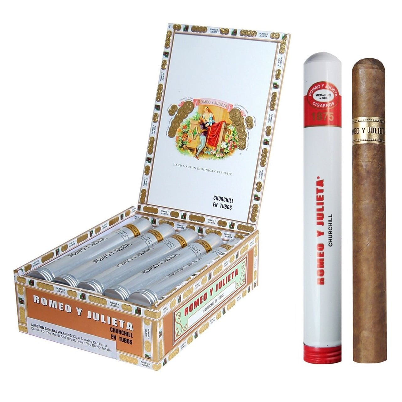 Premium Cigar-Romeo Y Julieta – 1875 Churchill En Tubo 50×7 10pc/box ...